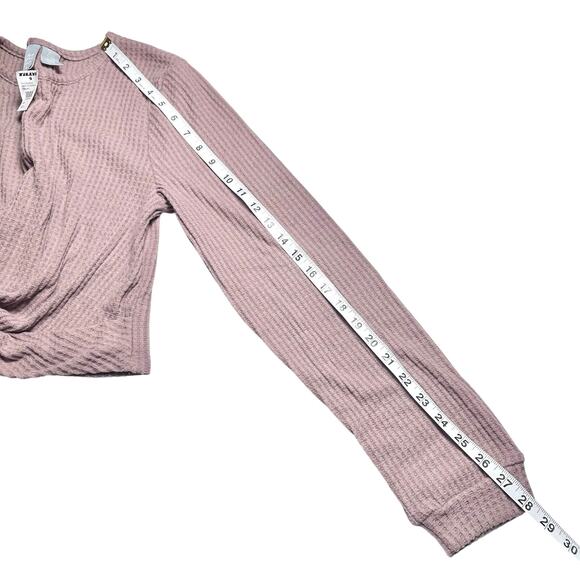 Sky & Sparrow | Women | Taupe Waffle Knit Thermal Crop Top Flare Pant Set | L-XL - Picture 8 of 15